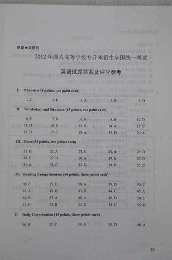 2012ȫ˸߿ӢZԇ}